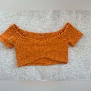 Cult Gaia Orange Knit Crop Top